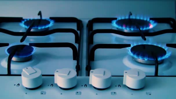 Gasbrenner Vorhanden Verbrennung Von Haushaltsgas Mit Verunreinigungen Schlechtes Schmutziges Qualitativ — Stockvideo
