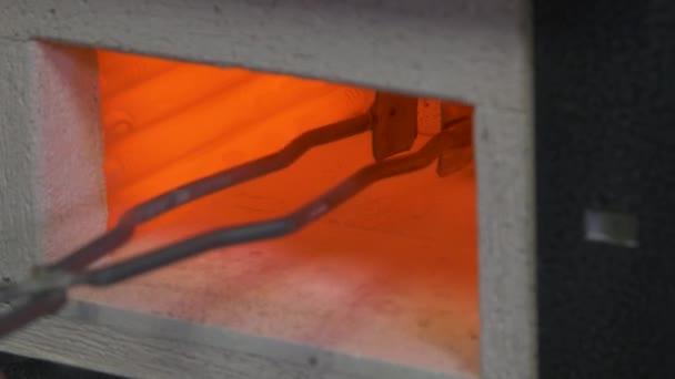 Tragerea Coroanelor Implant Ceramic Într Cuptor Special Temperaturi Ridicate Fabricarea — Videoclip de stoc