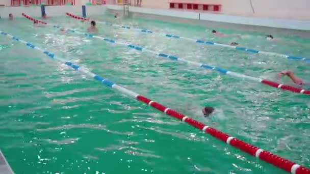 Kyiv Ukrajina Listopad 2023 Junioři Soutěživého Plavání Děti Učí Plavat — Stock video