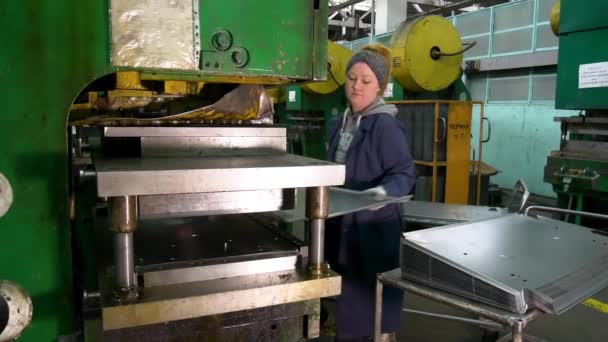 Vinnytsia Ukraine February 2024 Factory Hydraulic Press Stamping Sheet Steel — Stock Video