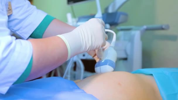 Prueba Líquido Amniótico Amniocentesis Examen Ecográfico Del Feto Una Mujer — Vídeo de stock