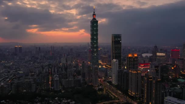 Taipei Taiwan Flygfoto Bilder Drönare Byggnader Taipei Stad Taiwan — Stockvideo