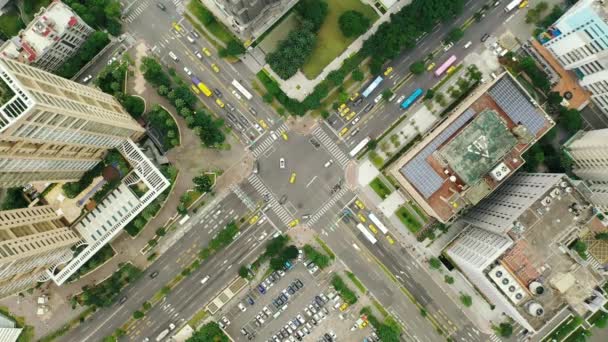Aerial Top View Footage Drone Buildings Tajpej Tajwan — Wideo stockowe