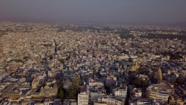 Pichola Gölü Şehir Sarayı Udaipur Rajasthan Hindistan Insansız Hava Aracı — Stok video