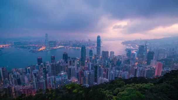 Time Lapse Mattina Alba Sulla Città Hong Kong Presa Victoria — Video Stock