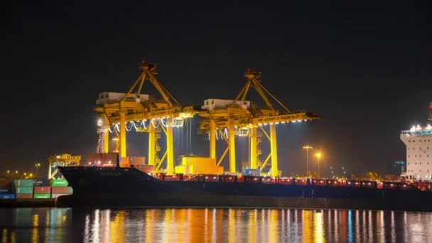 Time Lapse Video Containership Scheepvaarthaven Bangkok Thailand 2018 — Stockvideo