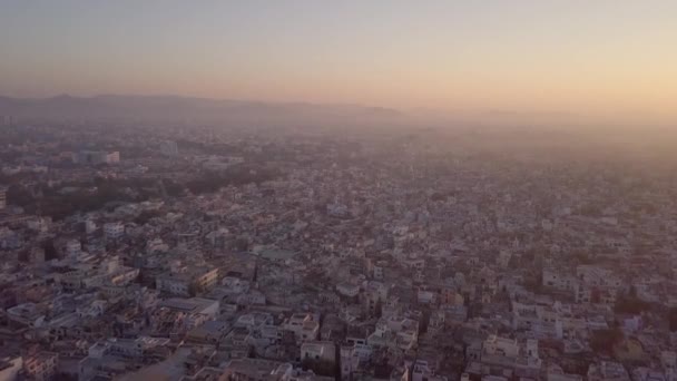 Vue Aérienne Vidéo Par Drone City Udaipur Rajasthan Inde Lever — Video