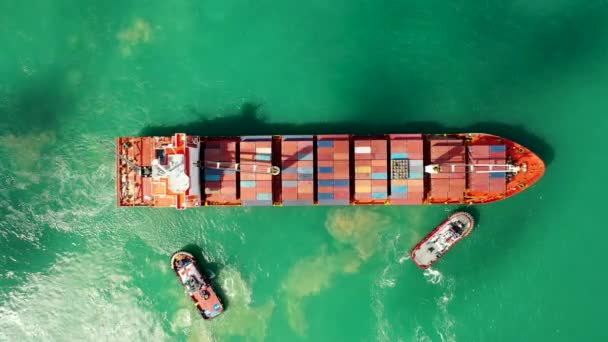 Letecký Pohled Drone Záběry Ocean Container Ship Singapuru — Stock video