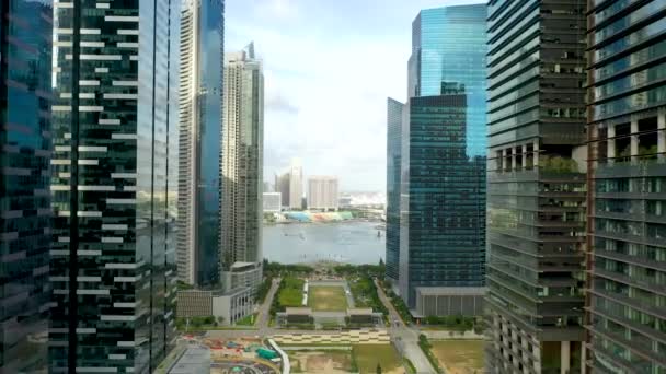 Drone Vista Aérea Filmagem Edifícios Cidade Singapore — Vídeo de Stock