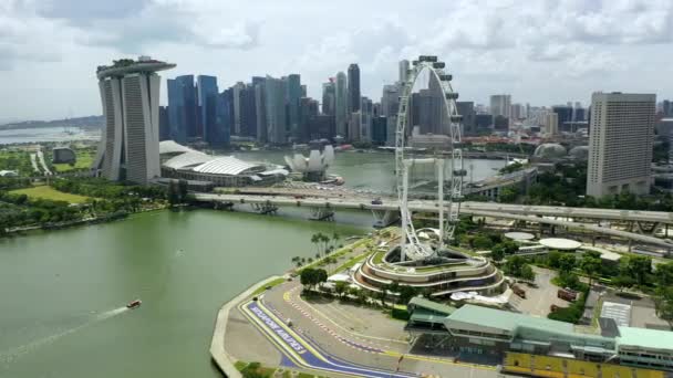 2018 Singapore Drone Aerial View Footage Gardens Bay Flying Singapore — 비디오