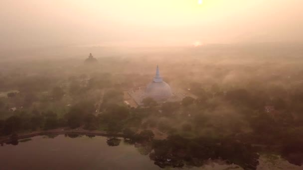 Zdjęcia Drona Lotu Ptaka Ruwanwelisaya Stupa Anuradhapura Sri Lanka — Wideo stockowe