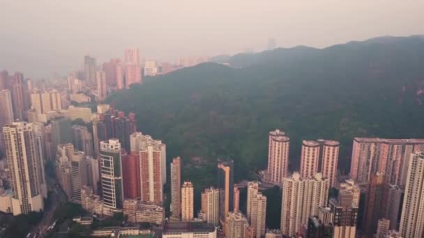Letecký Pohled Dron Záběry Moderních Mrakodrapů Hong Kong City Budovy — Stock video
