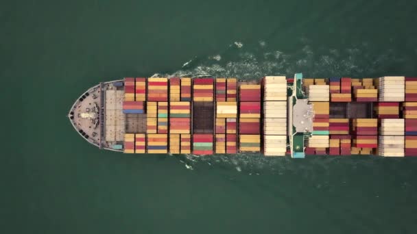 香港でのオーシャンコンテナ船の空中ビュードローン4K映像 — ストック動画