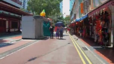 Singapur 'daki Chinatown' da hiperlapse, Timelapse in Motion. 2019 / 03 / 09, Singapur