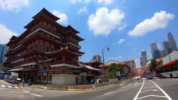 新加坡唐人街佛牙遗址的时间间隔 2019 新加坡 — 图库视频影像