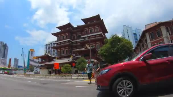 Timelapse Buddha Tooth Relic Temple Kínai Negyedben Szingapúrban — Stock videók