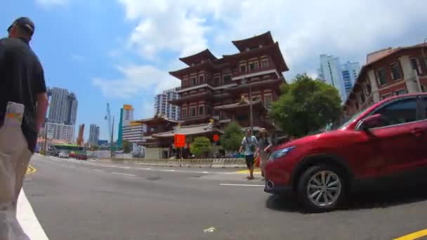 Timelapse Temple Relique Dent Bouddha Chinatown Singapour — Video