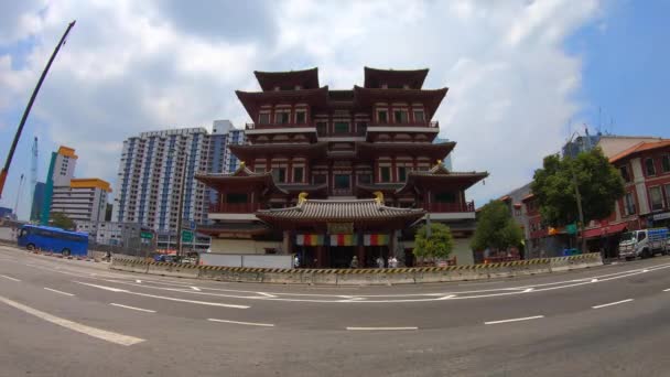 シンガポールのチャイナタウンにある仏歯遺跡寺院のタイムラプス — ストック動画