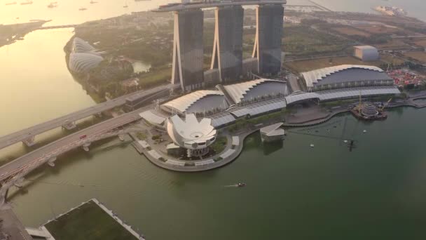 Singapur Gökdelenleri Nin Lık Insansız Hava Görüntüsü Singapur Şirketler Ofisi — Stok video