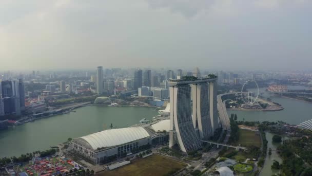 Drone Aerial View Footage Singapore Skyscrapers City 싱가포르 사업장 싱가포르의 — 비디오