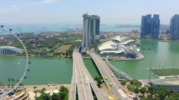 Drohne Luftaufnahme Aufnahmen Von Singapur Wolkenkratzer Mit Stadt Unternehmensbüros Singapur — Stockvideo