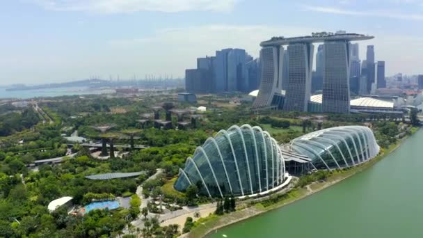 Drone Aerial View Footage Singapore Skyscrapers City Corporate