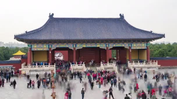 Tempo Lapso Das Pessoas Vagam Templo Céu Fim Semana Pequim — Vídeo de Stock