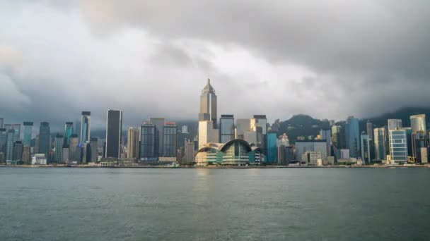 Терміновий Пропуск Вид Небо Гонконгу Гавані Вікторія — стокове відео