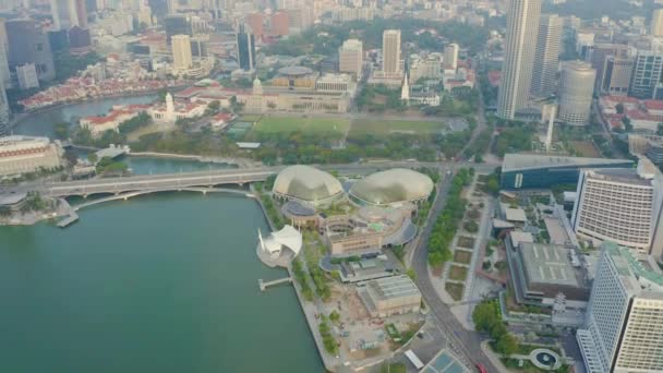 Drone Aerial View Footage Singapore Skyscrapers City Corporate Offices Singapore — Stock Video