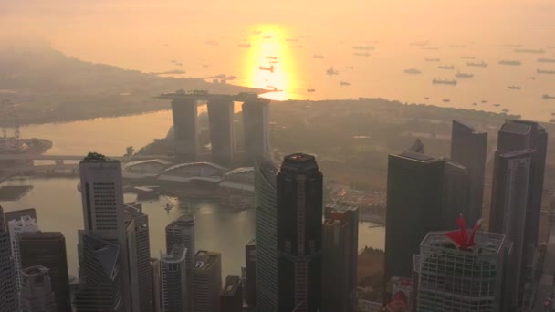 Drone Aerial View Beelden Van Marina Bay Sands Singapore City — Stockvideo