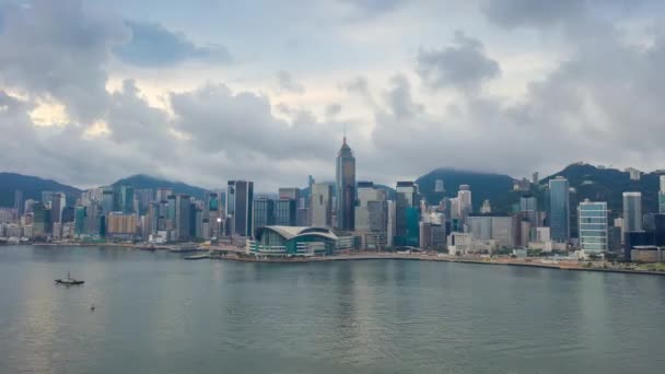 Flygfoto Hyperlapse Video Victoria Harbour Hongkong Hyperlapse Hong Kong Stad — Stockvideo