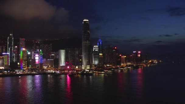 Aerial View Drone Felvétel Hong Kong Modern Felhőkarcolókról Épületek Hong — Stock videók