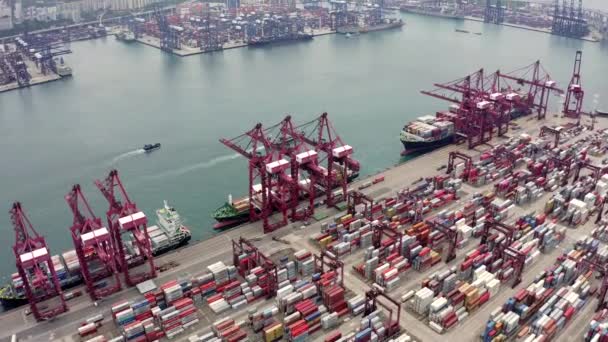 Kontejnerová Nákladní Loď Vývozu Dovozu Obchodní Logistické Mezinárodní Zboží Městském — Stock video