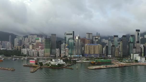 Балони Повітряного Огляду Кадрів Сучасних Хмарочосів Гонконзі Будівлі Місті Гонконг — стокове відео