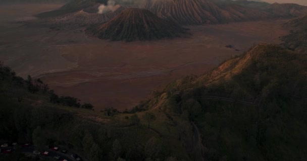 Flygfoto Med Drönare Bromo Mountain Från King Kong Hill Indonesien — Stockvideo