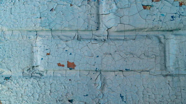 Pittura Blu Screpolata Crepe Nel Muro Blu Vecchia Vernice Sfondo — Foto Stock
