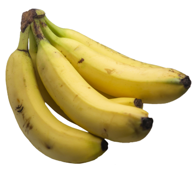 Şeffaf arkaplanda bir sürü muz var. Beyaz arka planda bir grup sarı muz.