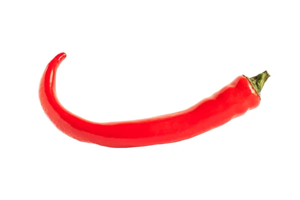 Jeden Červený Horký Chilli Pepř Izolované Bílém Pozadí — Stock fotografie