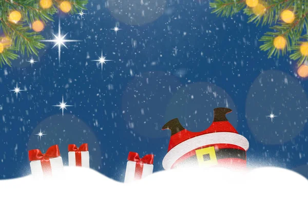 Cute Santa Claus Falls Snowdrift Gift Boxes All Directions Christmas — Stock Photo, Image
