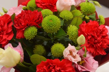 Beautiful spring flowers on white background. Festive floral composition gift boxes. Valentine's day, Womens day, mothers day greeting card . Top view flat lay.