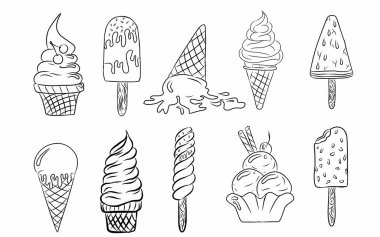 Tasarımınız için sevimli dondurma deseni çizimi