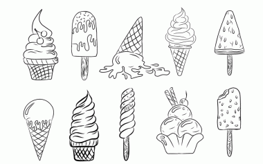 Tasarımınız için sevimli dondurma deseni çizimi