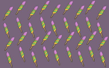 Tasarımınız için sevimli dondurma deseni çizimi