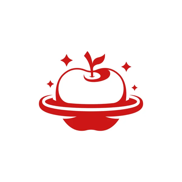 Fruit Apple Planet Logo Design — Stock Vector
