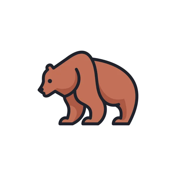 Niedźwiedź Cute Cartoon Logo Design — Wektor stockowy