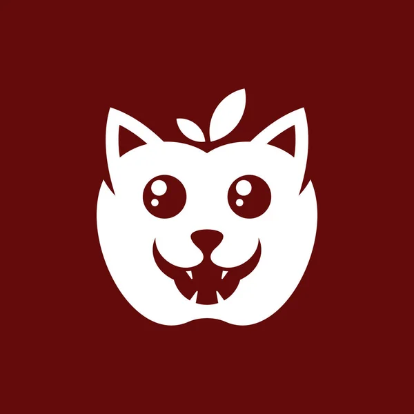 Fruit Apple Cat Logo Design —  Vetores de Stock