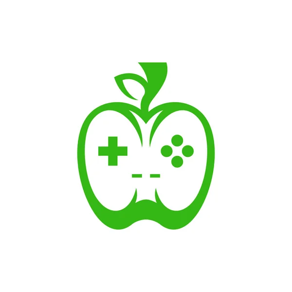 Owoce Apple Joystick Game Logo Design — Wektor stockowy