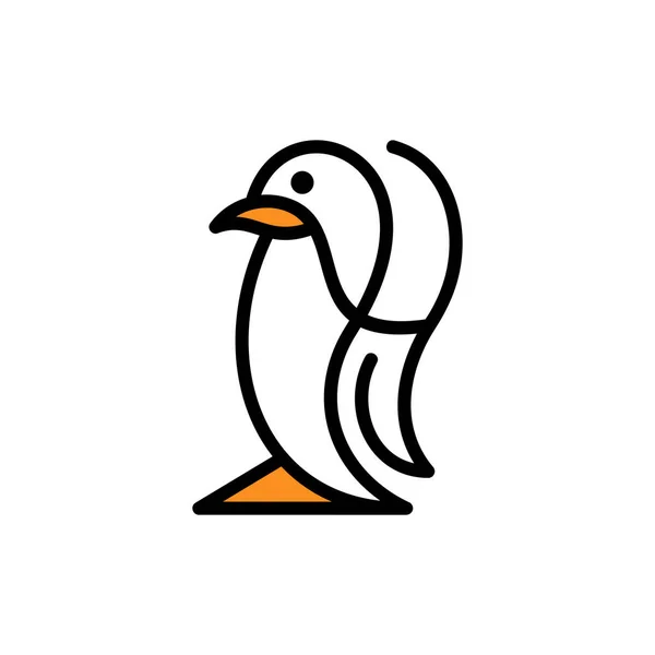 Animal Pinguim Linha Logotipo Design —  Vetores de Stock