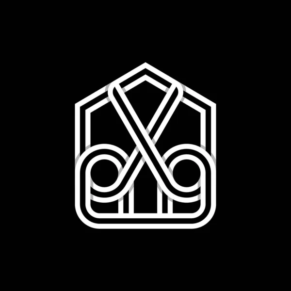 Scissor Home Line Logo Design — Stock vektor