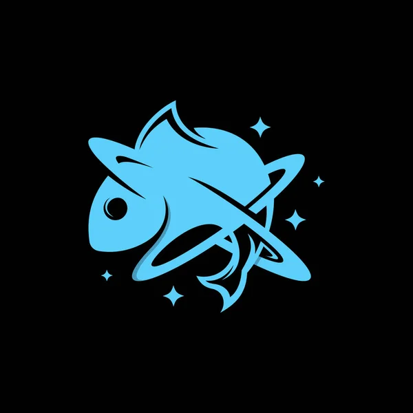 Рыба Векторным Дизайном Логотипа Планеты — стоковый вектор
